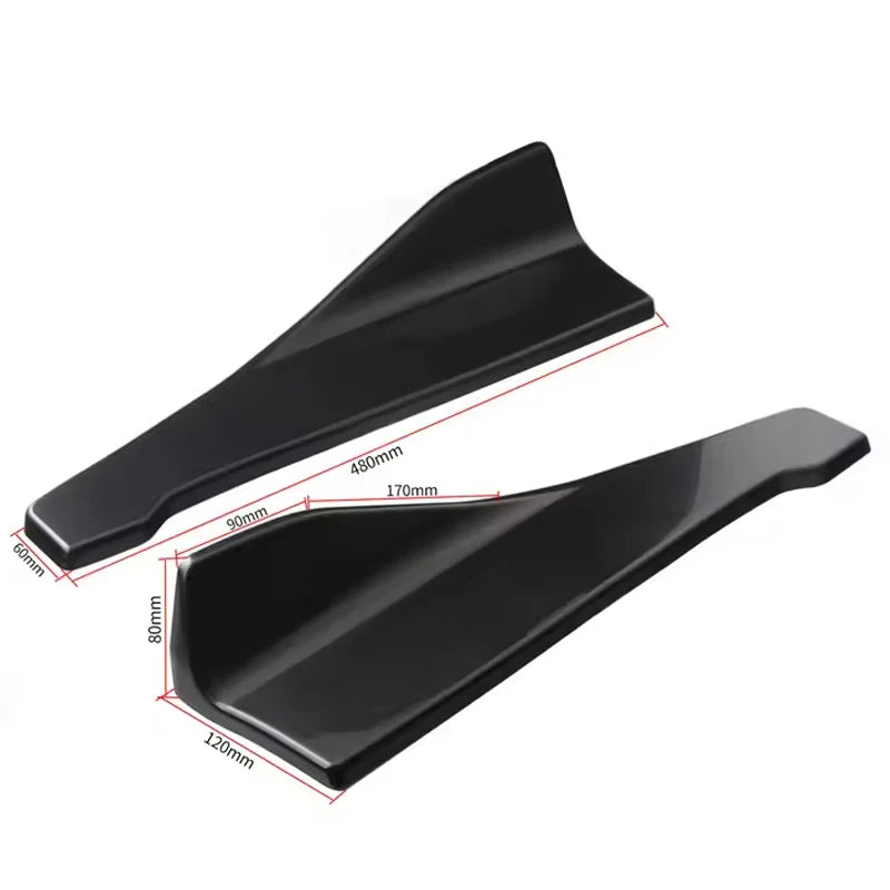 48CM UNIVERSAL GLOSS BLACK SIDE SKIRT EXTENSION SET